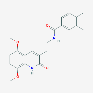 molecular formula C22H24N2O4 B2872784 N-[2-(5,8-dimethoxy-2-oxo-1,2-dihydroquinolin-3-yl)ethyl]-3,4-dimethylbenzamide CAS No. 851403-81-1