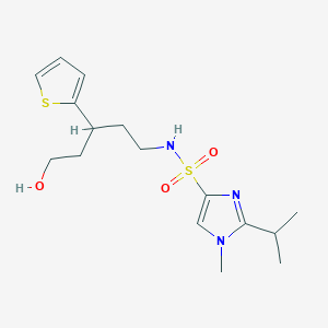 molecular formula C16H25N3O3S2 B2872805 N-(5-hydroxy-3-(thiophen-2-yl)pentyl)-2-isopropyl-1-methyl-1H-imidazole-4-sulfonamide CAS No. 2034563-97-6