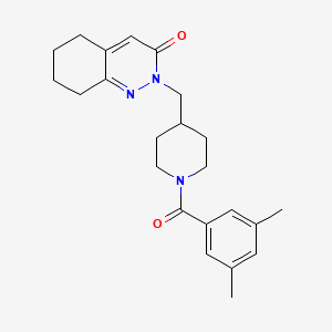 molecular formula C23H29N3O2 B2872813 2-{[1-(3,5-Dimethylbenzoyl)piperidin-4-yl]methyl}-2,3,5,6,7,8-hexahydrocinnolin-3-one CAS No. 2319725-49-8