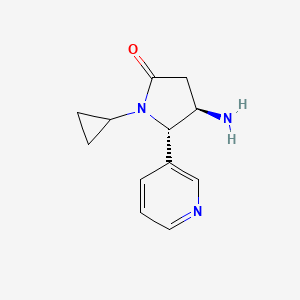 molecular formula C12H15N3O B2872814 rac-(4R,5S)-4-amino-1-cyclopropyl-5-(pyridin-3-yl)pyrrolidin-2-one CAS No. 1909286-54-9