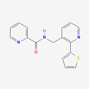 molecular formula C16H13N3OS B2872827 N-((2-(thiophen-2-yl)pyridin-3-yl)methyl)picolinamide CAS No. 2034398-10-0
