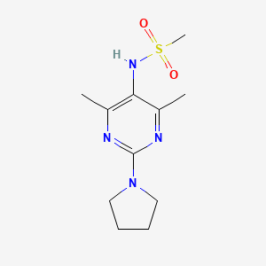 molecular formula C11H18N4O2S B2872832 N-(4,6-dimethyl-2-(pyrrolidin-1-yl)pyrimidin-5-yl)methanesulfonamide CAS No. 1448064-23-0