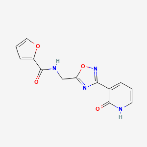 molecular formula C13H10N4O4 B2872857 N-((3-(2-oxo-1,2-dihydropyridin-3-yl)-1,2,4-oxadiazol-5-yl)methyl)furan-2-carboxamide CAS No. 2034274-77-4