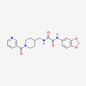 molecular formula C21H22N4O5 B2872863 N-(2H-1,3-benzodioxol-5-yl)-N'-{[1-(pyridine-3-carbonyl)piperidin-4-yl]methyl}ethanediamide CAS No. 1396573-42-4