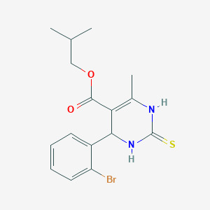 molecular formula C16H19BrN2O2S B2872870 Isobutyl 4-(2-bromophenyl)-6-methyl-2-thioxo-1,2,3,4-tetrahydropyrimidine-5-carboxylate CAS No. 616212-45-4