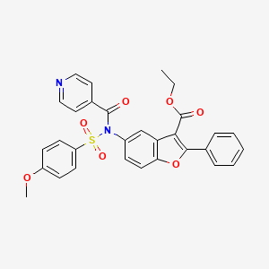 molecular formula C30H24N2O7S B2872934 Ethyl 5-{[(4-methoxyphenyl)sulfonyl](pyridin-4-ylcarbonyl)amino}-2-phenyl-1-benzofuran-3-carboxylate CAS No. 518318-65-5