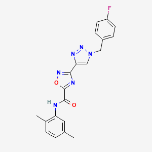 molecular formula C20H17FN6O2 B2872938 N-(2,5-dimethylphenyl)-3-{1-[(4-fluorophenyl)methyl]-1H-1,2,3-triazol-4-yl}-1,2,4-oxadiazole-5-carboxamide CAS No. 1251676-14-8