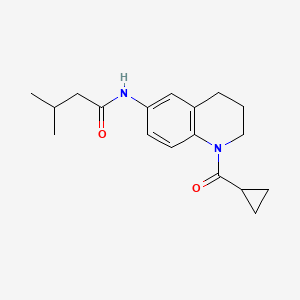 molecular formula C18H24N2O2 B2872942 N-(1-cyclopropanecarbonyl-1,2,3,4-tetrahydroquinolin-6-yl)-3-methylbutanamide CAS No. 941915-42-0