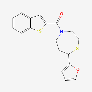 molecular formula C18H17NO2S2 B2872958 Benzo[b]thiophen-2-yl(7-(furan-2-yl)-1,4-thiazepan-4-yl)methanone CAS No. 1704558-65-5