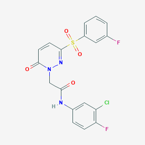 molecular formula C18H12ClF2N3O4S B2872973 N-(3-chloro-4-fluorophenyl)-2-[3-(3-fluorobenzenesulfonyl)-6-oxo-1,6-dihydropyridazin-1-yl]acetamide CAS No. 1251709-33-7