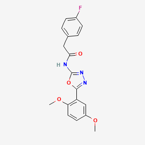 molecular formula C18H16FN3O4 B2872997 N-[5-(2,5-dimethoxyphenyl)-1,3,4-oxadiazol-2-yl]-2-(4-fluorophenyl)acetamide CAS No. 952892-67-0