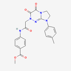 molecular formula C22H21N5O5 B2872998 methyl 4-(2-(3,4-dioxo-8-(p-tolyl)-3,4,7,8-tetrahydroimidazo[2,1-c][1,2,4]triazin-2(6H)-yl)acetamido)benzoate CAS No. 941936-83-0