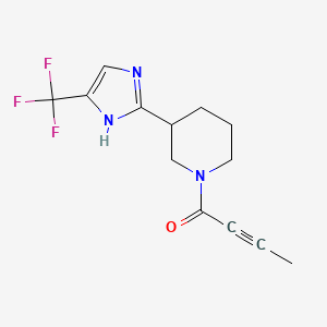 molecular formula C13H14F3N3O B2873000 1-{3-[5-(trifluoromethyl)-1H-imidazol-2-yl]piperidin-1-yl}but-2-yn-1-one CAS No. 2094915-18-9