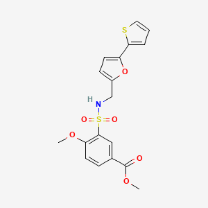 molecular formula C18H17NO6S2 B2873012 methyl 4-methoxy-3-({[5-(thiophen-2-yl)furan-2-yl]methyl}sulfamoyl)benzoate CAS No. 2034435-87-3
