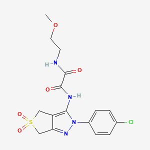 molecular formula C16H17ClN4O5S B2873019 N'-[2-(4-chlorophenyl)-5,5-dioxo-2H,4H,6H-5lambda6-thieno[3,4-c]pyrazol-3-yl]-N-(2-methoxyethyl)ethanediamide CAS No. 899989-77-6
