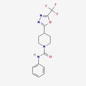 molecular formula C15H15F3N4O2 B2873030 N-phenyl-4-[5-(trifluoromethyl)-1,3,4-oxadiazol-2-yl]piperidine-1-carboxamide CAS No. 1396807-21-8