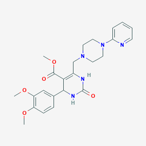 molecular formula C24H29N5O5 B2873072 Methyl 4-(3,4-dimethoxyphenyl)-2-oxo-6-{[4-(pyridin-2-yl)piperazin-1-yl]methyl}-1,2,3,4-tetrahydropyrimidine-5-carboxylate CAS No. 1252930-94-1