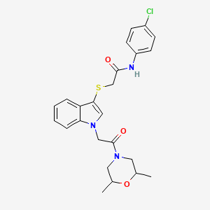 molecular formula C24H26ClN3O3S B2873075 N-(4-chlorophenyl)-2-({1-[2-(2,6-dimethylmorpholin-4-yl)-2-oxoethyl]-1H-indol-3-yl}sulfanyl)acetamide CAS No. 892742-72-2