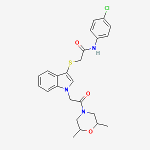 N-(4-chlorophenyl)-2-((1-(2-(2,6-dimethylmorpholino)-2-oxoethyl)-1H-indol-3-yl)thio)acetamide