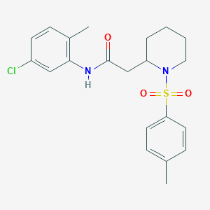 molecular formula C21H25ClN2O3S B2873080 N-(5-chloro-2-methylphenyl)-2-(1-tosylpiperidin-2-yl)acetamide CAS No. 1021074-26-9