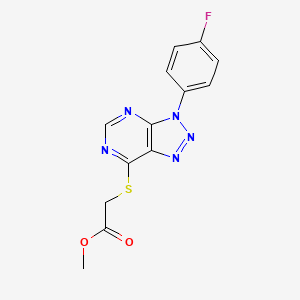 molecular formula C13H10FN5O2S B2873094 methyl 2-{[3-(4-fluorophenyl)-3H-[1,2,3]triazolo[4,5-d]pyrimidin-7-yl]sulfanyl}acetate CAS No. 863460-54-2