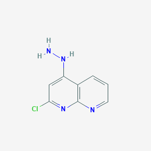 molecular formula C8H7ClN4 B2873097 2-Chloro-4-hydrazinyl-1,8-naphthyridine CAS No. 2091037-05-5