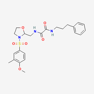 molecular formula C23H29N3O6S B2873123 N-{[3-(4-methoxy-3-methylbenzenesulfonyl)-1,3-oxazolidin-2-yl]methyl}-N'-(3-phenylpropyl)ethanediamide CAS No. 868983-97-5