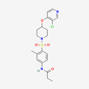 molecular formula C20H24ClN3O4S B2873129 N-(4-((4-((3-chloropyridin-4-yl)oxy)piperidin-1-yl)sulfonyl)-3-methylphenyl)propionamide CAS No. 2034316-16-8