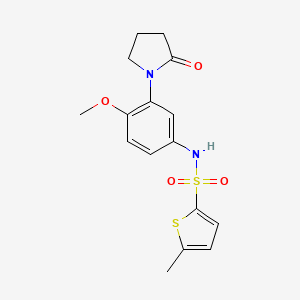 molecular formula C16H18N2O4S2 B2873132 N-[4-methoxy-3-(2-oxopyrrolidin-1-yl)phenyl]-5-methylthiophene-2-sulfonamide CAS No. 941872-42-0