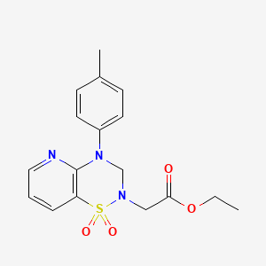 molecular formula C17H19N3O4S B2873181 ethyl 2-(1,1-dioxido-4-(p-tolyl)-3,4-dihydro-2H-pyrido[2,3-e][1,2,4]thiadiazin-2-yl)acetate CAS No. 1251632-65-1