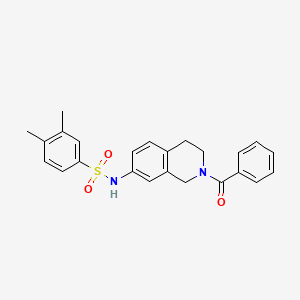 molecular formula C24H24N2O3S B2873185 N-(2-benzoyl-1,2,3,4-tetrahydroisoquinolin-7-yl)-3,4-dimethylbenzene-1-sulfonamide CAS No. 955748-36-4