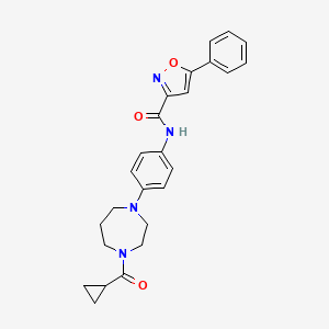 molecular formula C25H26N4O3 B2873201 N-(4-(4-(cyclopropanecarbonyl)-1,4-diazepan-1-yl)phenyl)-5-phenylisoxazole-3-carboxamide CAS No. 1206993-70-5