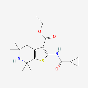 Ethyl 2-(cyclopropanecarboxamido)-5,5,7,7-tetramethyl-4,5,6,7-tetrahydrothieno[2,3-c]pyridine-3-carboxylate
