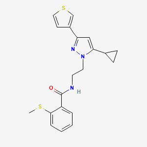 N-(2-(5-cyclopropyl-3-(thiophen-3-yl)-1H-pyrazol-1-yl)ethyl)-2-(methylthio)benzamide