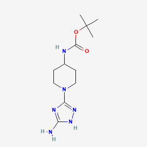 molecular formula C12H22N6O2 B2873250 tert-butyl N-[1-(5-amino-1H-1,2,4-triazol-3-yl)piperidin-4-yl]carbamate CAS No. 1710674-46-6