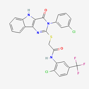 N-(2-chloro-5-(trifluoromethyl)phenyl)-2-((3-(3-chlorophenyl)-4-oxo-4,5-dihydro-3H-pyrimido[5,4-b]indol-2-yl)thio)acetamide