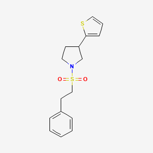 molecular formula C16H19NO2S2 B2873288 1-(苯乙基磺酰基)-3-(噻吩-2-基)吡咯烷 CAS No. 2188279-16-3
