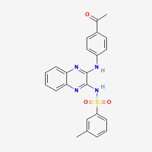 molecular formula C23H20N4O3S B2873341 N-(3-((4-acetylphenyl)amino)quinoxalin-2-yl)-3-methylbenzenesulfonamide CAS No. 571152-34-6