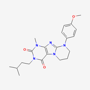 molecular formula C21H27N5O3 B2873345 9-(4-methoxyphenyl)-1-methyl-3-(3-methylbutyl)-1H,2H,3H,4H,6H,7H,8H,9H-pyrimido[1,2-g]purine-2,4-dione CAS No. 845983-77-9
