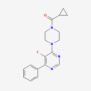 molecular formula C18H19FN4O B2873359 Cyclopropyl-[4-(5-fluoro-6-phenylpyrimidin-4-yl)piperazin-1-yl]methanone CAS No. 2379988-64-2