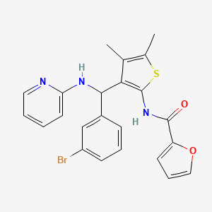molecular formula C23H20BrN3O2S B2873361 N-(3-((3-bromophenyl)(pyridin-2-ylamino)methyl)-4,5-dimethylthiophen-2-yl)furan-2-carboxamide CAS No. 622804-26-6