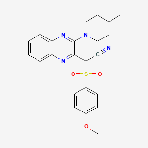 2-(4-Methoxyphenyl)sulfonyl-2-[3-(4-methylpiperidin-1-yl)quinoxalin-2-yl]acetonitrile