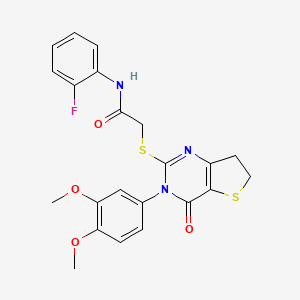 2-((3-(3,4-dimethoxyphenyl)-4-oxo-3,4,6,7-tetrahydrothieno[3,2-d]pyrimidin-2-yl)thio)-N-(2-fluorophenyl)acetamide