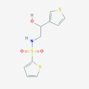 molecular formula C10H11NO3S3 B2873408 N-(2-hydroxy-2-(thiophen-3-yl)ethyl)thiophene-2-sulfonamide CAS No. 1251706-20-3