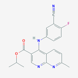 molecular formula C20H17FN4O2 B2873410 propan-2-yl 4-[(3-cyano-4-fluorophenyl)amino]-7-methyl-1,8-naphthyridine-3-carboxylate CAS No. 1251688-72-8