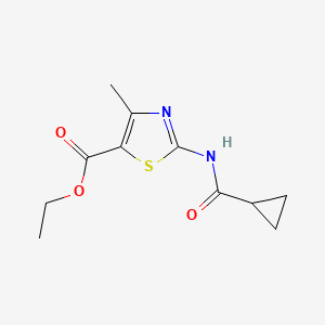 molecular formula C11H14N2O3S B2873414 Ethyl 2-(cyclopropanecarboxamido)-4-methylthiazole-5-carboxylate 