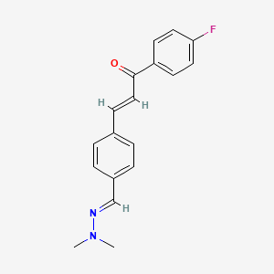molecular formula C18H17FN2O B2873435 (E)-3-(4-((E)-(2,2-dimethylhydrazono)methyl)phenyl)-1-(4-fluorophenyl)prop-2-en-1-one CAS No. 1321933-24-7