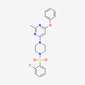 4-(4-((2-Fluorophenyl)sulfonyl)piperazin-1-yl)-2-methyl-6-phenoxypyrimidine