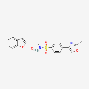 molecular formula C21H20N2O5S B2873470 N-(2-(benzofuran-2-yl)-2-hydroxypropyl)-4-(2-methyloxazol-4-yl)benzenesulfonamide CAS No. 2034546-42-2