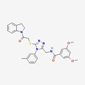 molecular formula C29H29N5O4S B2873477 N-((5-((2-(indolin-1-yl)-2-oxoethyl)thio)-4-(m-tolyl)-4H-1,2,4-triazol-3-yl)methyl)-3,5-dimethoxybenzamide CAS No. 309968-97-6
